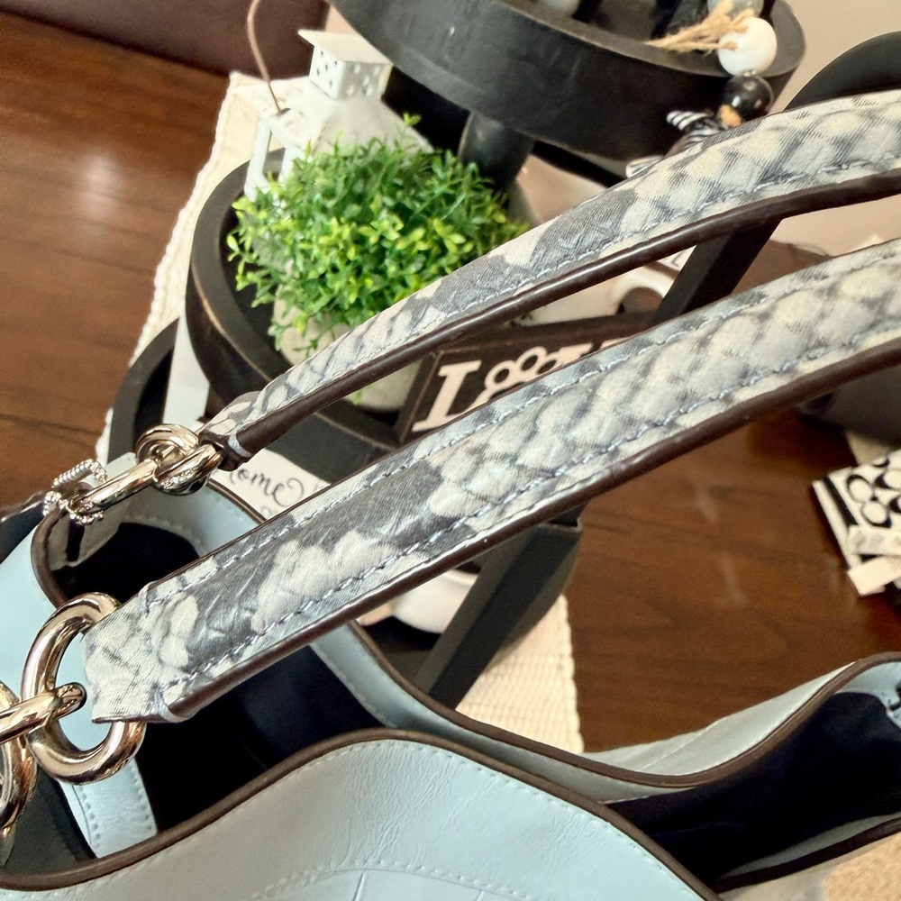 Coach Sky Blue Croc-Embossed Shoulder Bag and Wallet - Picture 4 of 15